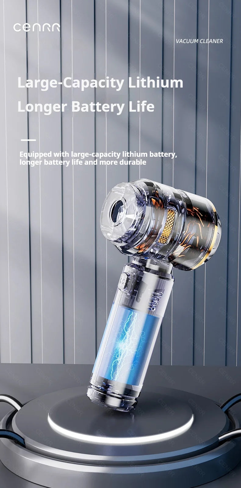 CENRR 998000PA Powerful Cordless Car Vacuum Cleaner – Portable Handheld Wireless Auto Cleaner for Car Interior and Accessories