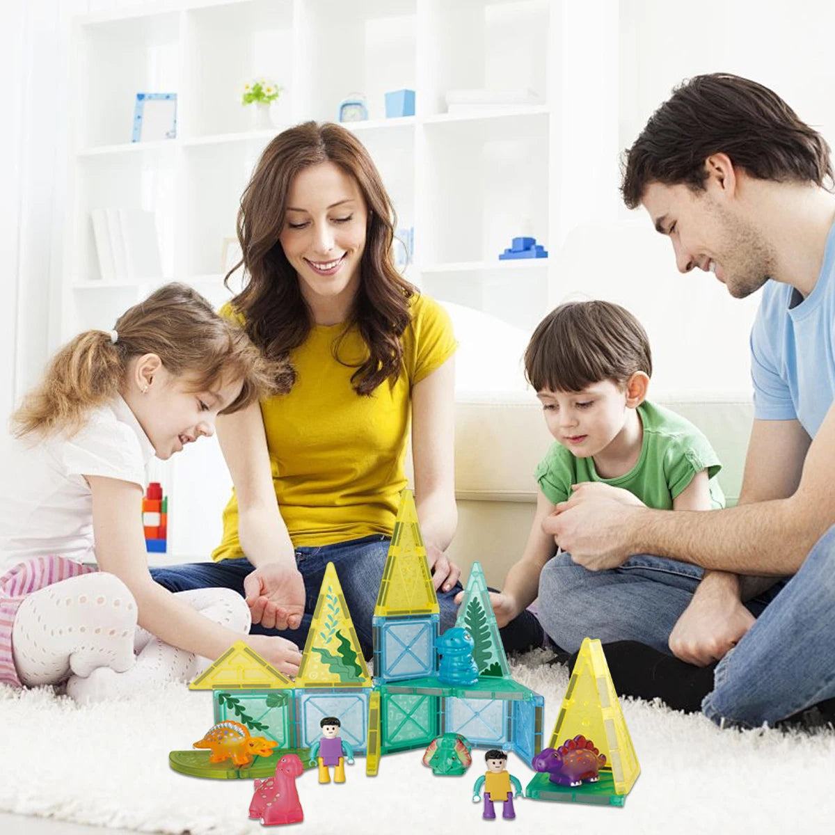 Kids Forest Dinosaur Magnetic Building Blocks Starter Set – Educational Animal Magnet Construction Toy, 29 Pieces
