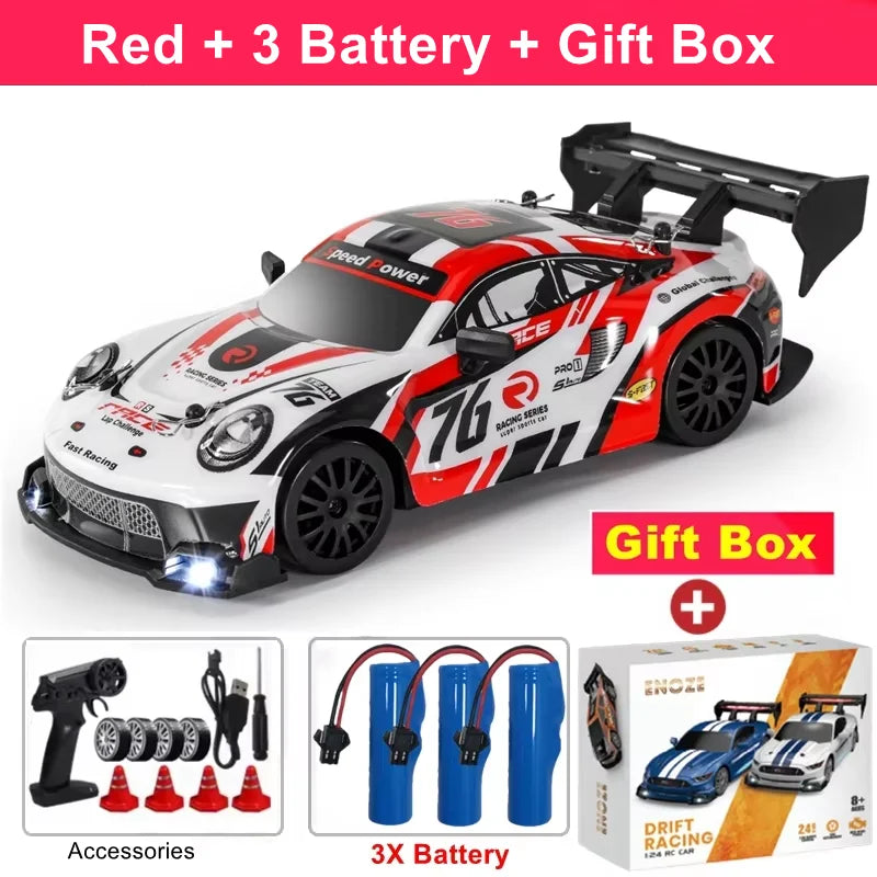 4WD RC Drift Car – High-Speed Remote Control Racing Vehicle with LED Lights and 2.4GHz Controller for Kids