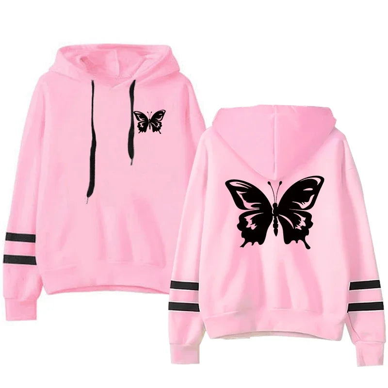 Spring Sweatshirt Style Outdoors Stripe Women Versatile Pullovers Hoodies
