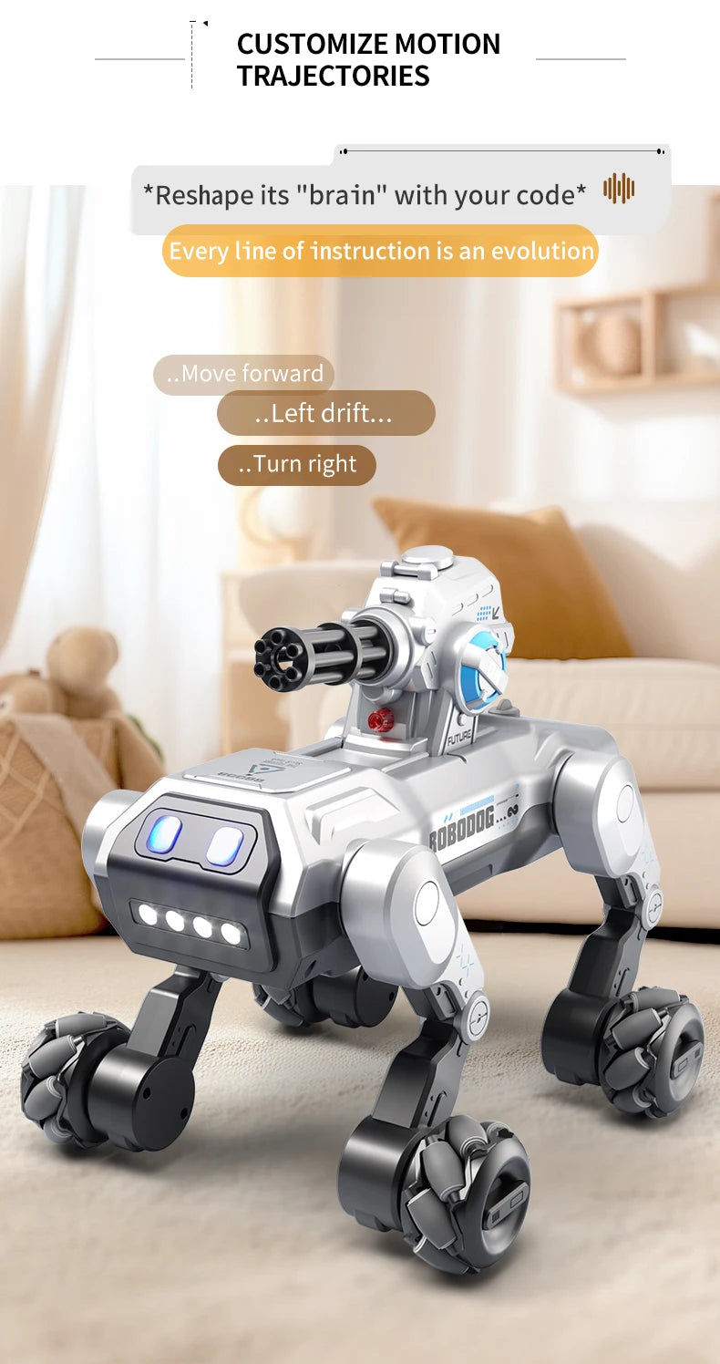 New 2.4G Remote-Control Robot Dog – Singing, Dancing, Follow Mode with 360° Rotating Cannon Toy for Kids