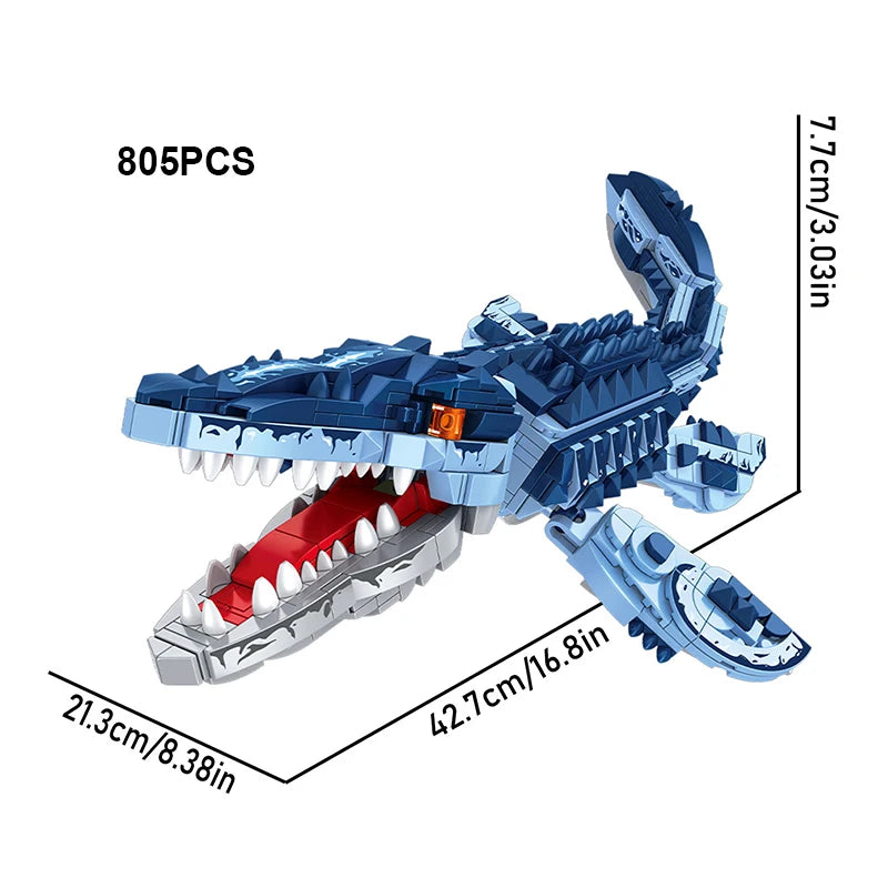 Sea Monster Attack Building Blocks – Adventure Boat and Dinosaur Construction Set Toy for Children