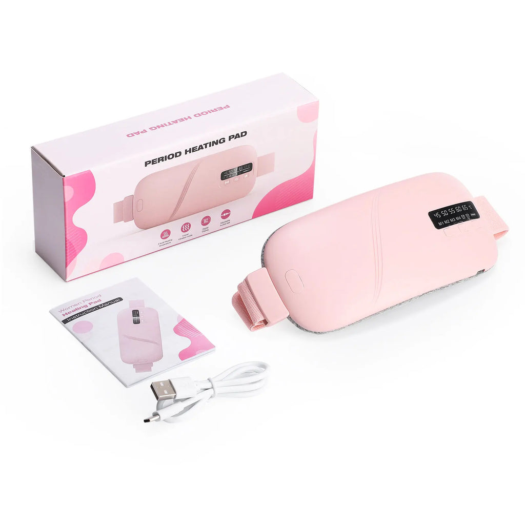 Smart Electric Heating & Vibration Waist Massager Belt with 5 Modes – Warm Therapy Pad for Period Cramp Relief and Comfort