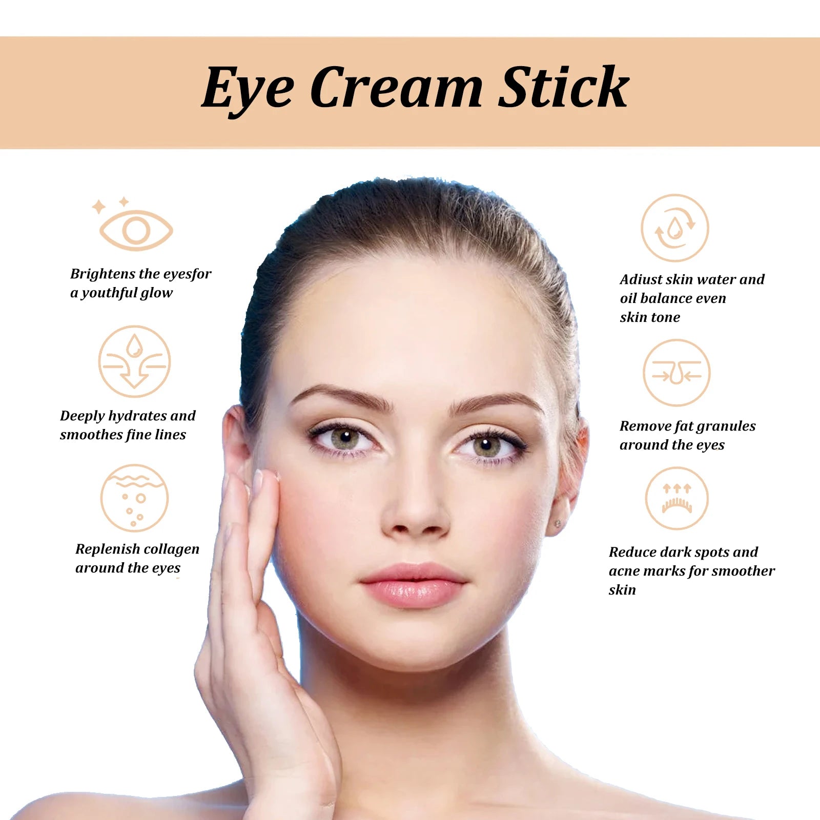 Snail Eye Cream Stick Collagen Fade Fine Lines Wrinkle Lightening Dark Circles.