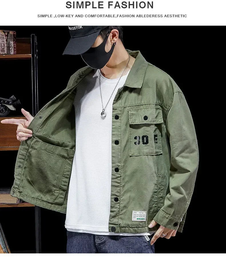 American Style Vintage Workwear Shirt Loose Casual Versatile Cotton Top Fashionable Simple Autumn Men's Clothing