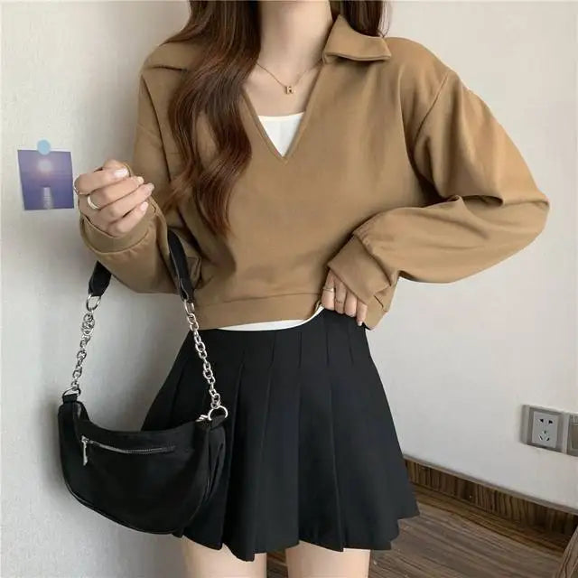Sweatshirt For Women Cropped Matching Cheap Aesthetic Kpop Cotton