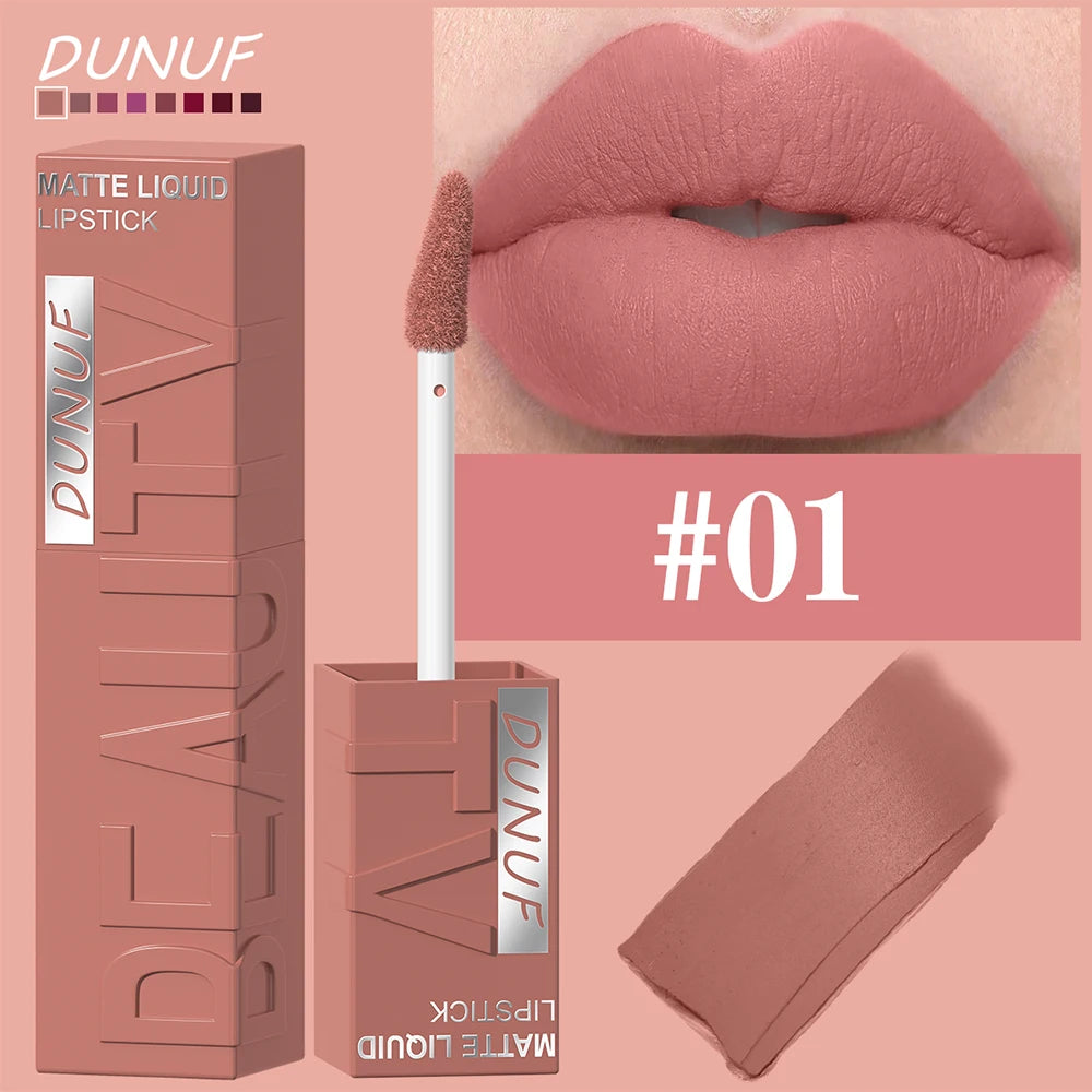 Matte velvet smooth easy-to-apply tube lip gloss waterproof.