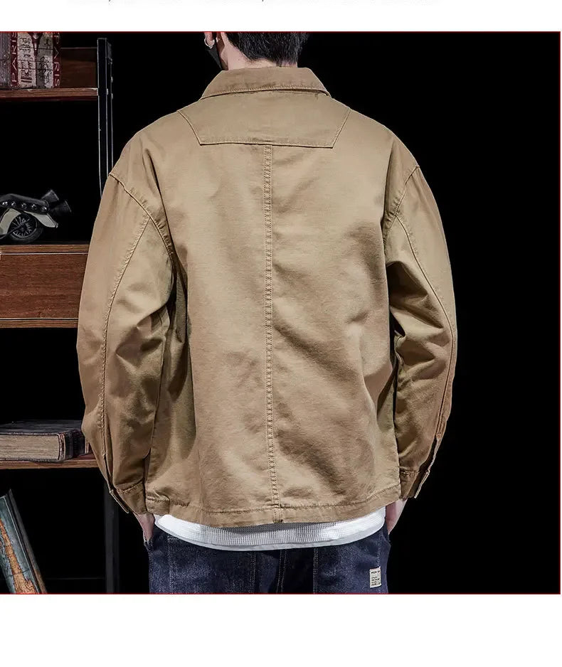 American Style Vintage Workwear Shirt Loose Casual Versatile Cotton Top Fashionable Simple Autumn Men's Clothing