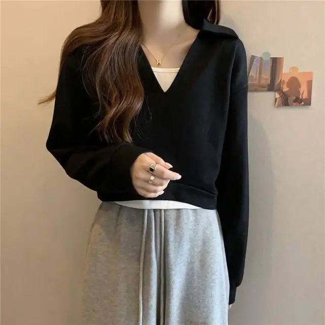 Sweatshirt For Women Cropped Matching Cheap Aesthetic Kpop Cotton