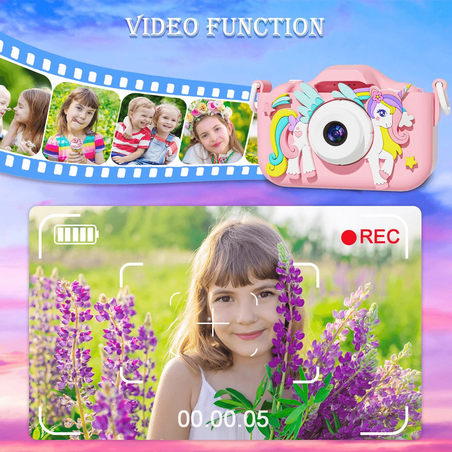 Children’s HD 1080P Digital Camera with Protective Silicone Cover