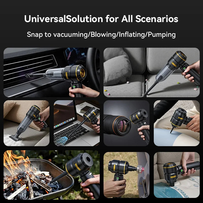 Portable 98,000PA Car Vacuum Cleaner with LED Light – Powerful Cordless Handheld Mini Vacuum & Blower for Car and Home