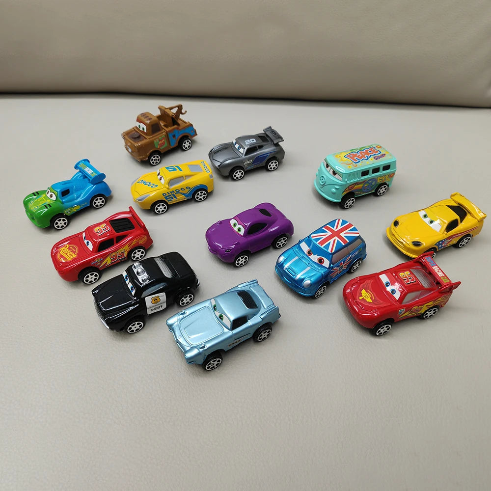 12-Piece Pixar Cars Toy Set – Lightning McQueen, Jackson Storm & Mater Pull-Back Cars for Kids’ Birthday