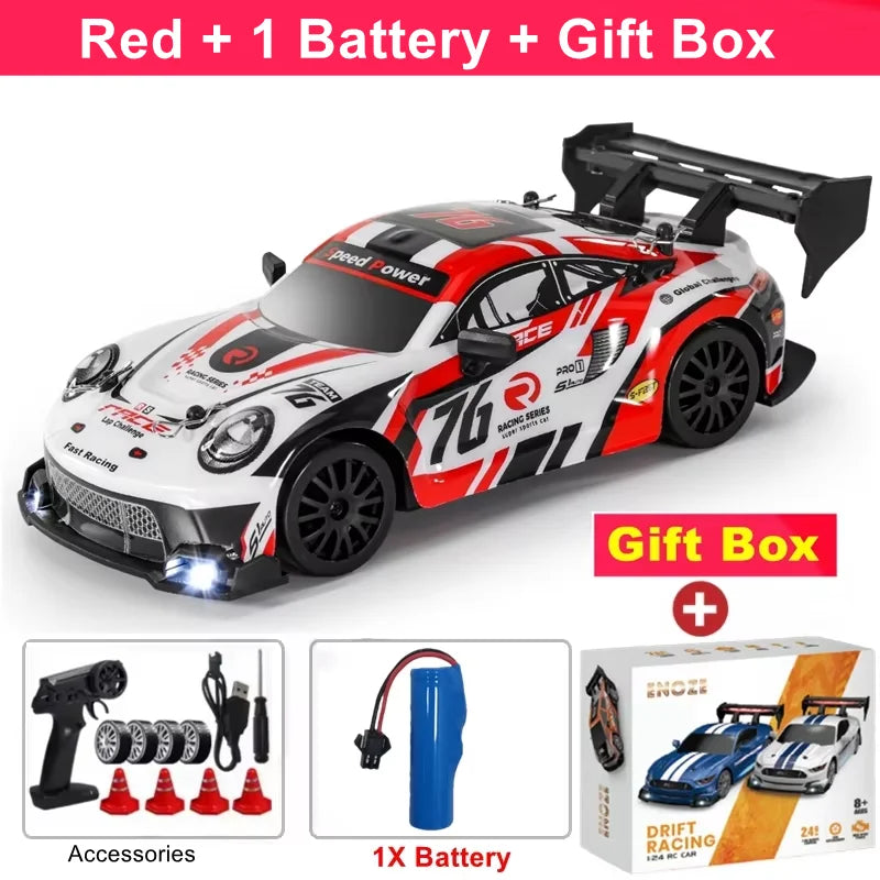 4WD RC Drift Car – High-Speed Remote Control Racing Vehicle with LED Lights and 2.4GHz Controller for Kids