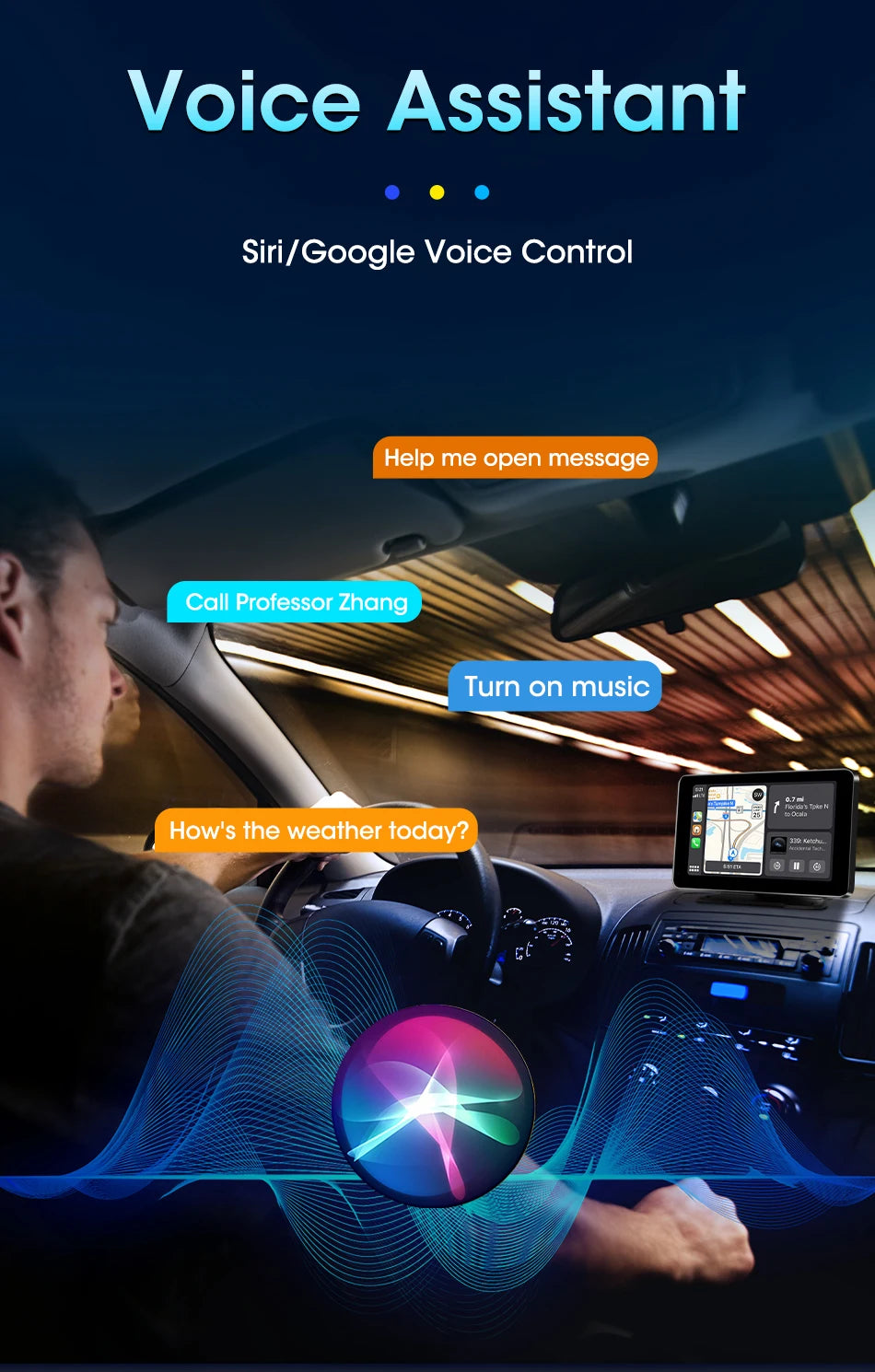 VTOPEK 8.1" 2.5K Car Dash Camera – Wireless CarPlay & Android Auto Display, GPS Navigation, WiFi DVR with Rear Camera