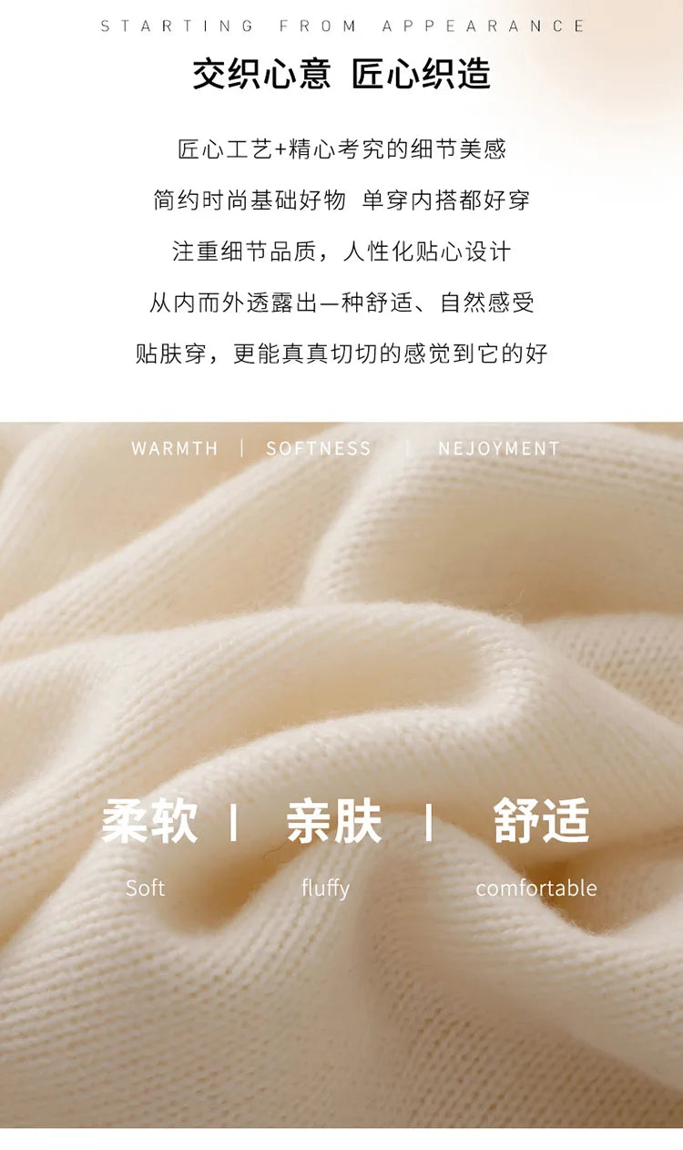 Autumn Winter Wool Sweater Mock Neck Office Lady Knitted Pullover Solid Soft Long Sleeve
