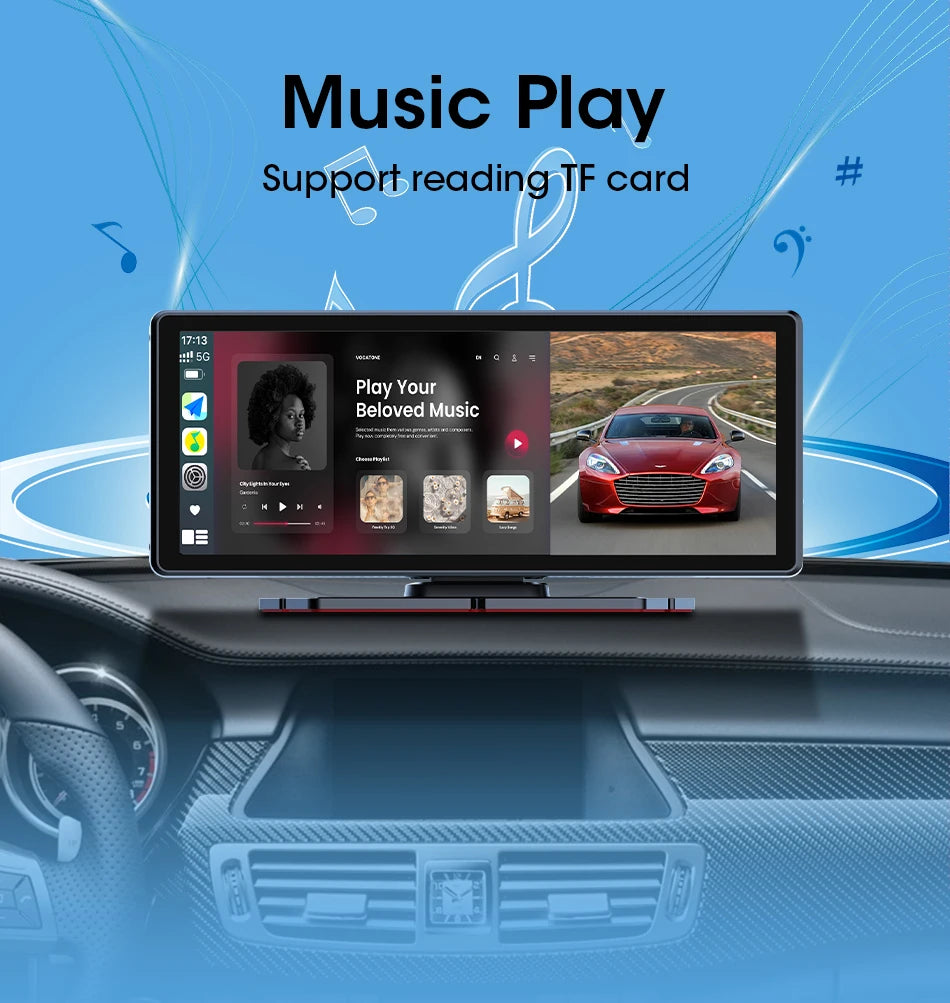 VTOPEK 8.1" 2.5K Car Dash Camera – Wireless CarPlay & Android Auto Display, GPS Navigation, WiFi DVR with Rear Camera