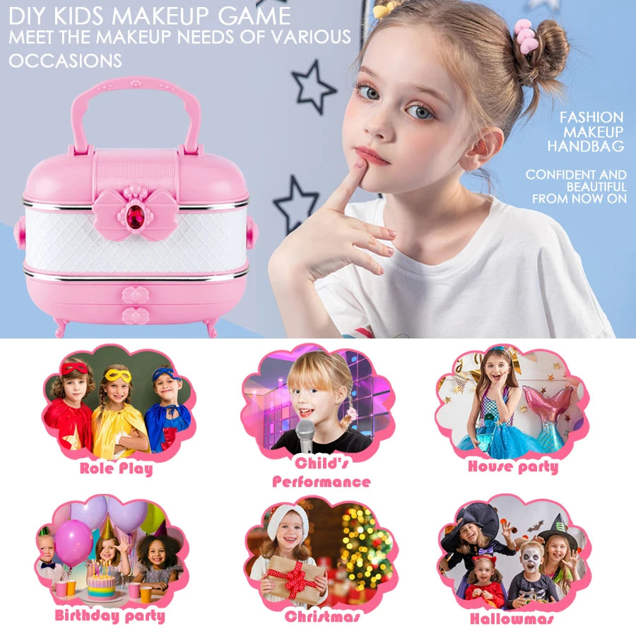 Washable Kids Makeup Kit for Girls – Real Pretend Play Beauty Set for Toddlers & Children