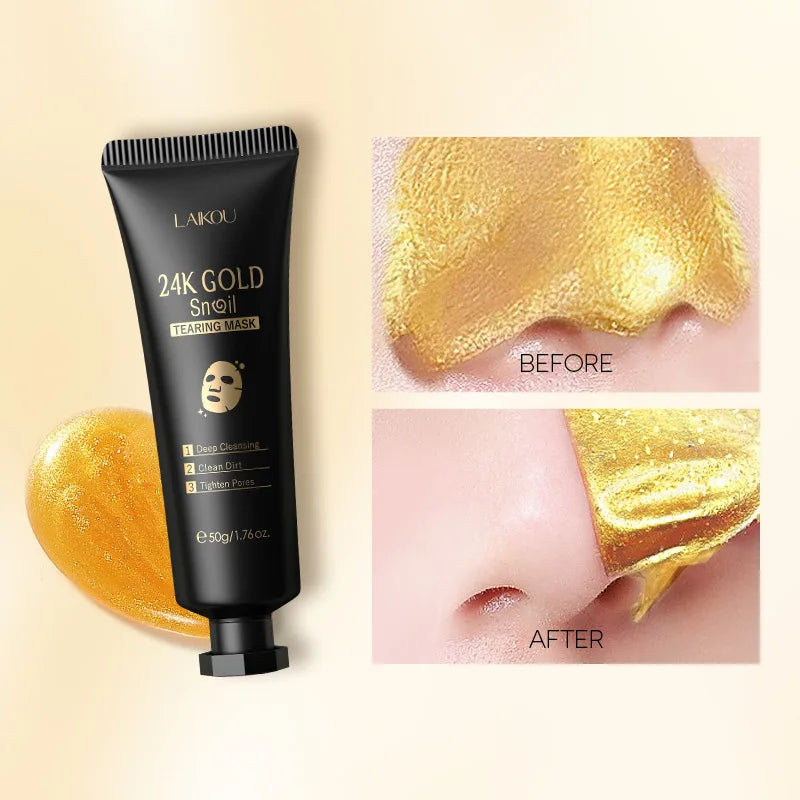 LAIKOU 24K Gold Sakura Peeling Face Mask Anti Wrinkle Whitening Blackhead Removal Facial Tear Off Mask