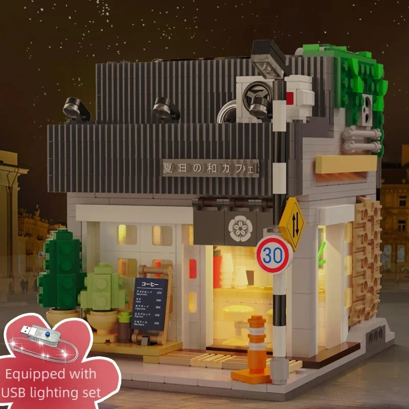 Cada LED Japanese Street View Building Blocks – Steamed Bun House & Summer Café Set