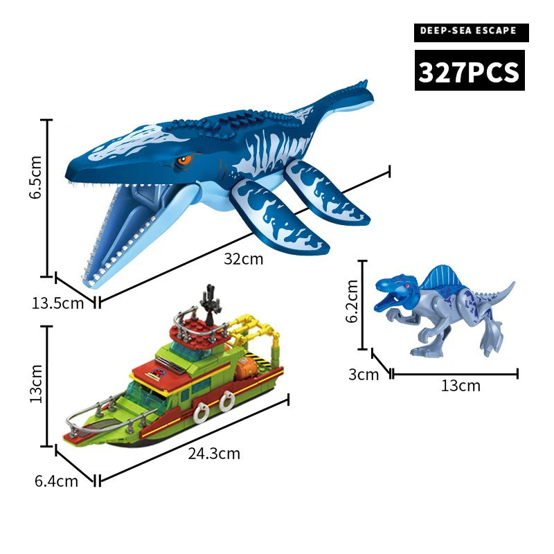 Sea Monster Attack Building Blocks – Adventure Boat and Dinosaur Construction Set Toy for Children