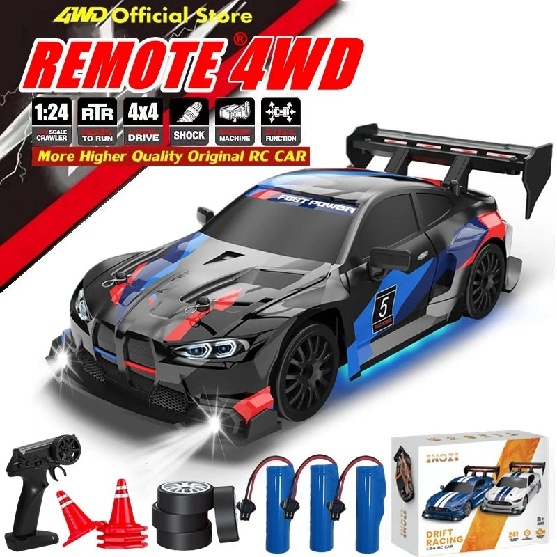 4WD RC Drift Car – High-Speed Remote Control Racing Vehicle with LED Lights and 2.4GHz Controller for Kids