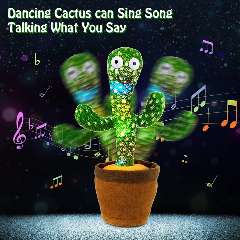 Dancing Cactus Plush Toy – 120 Songs, Talking & Voice Repeat, USB Rechargeable Musical Speaker Stuffed Toy for Kids Gift