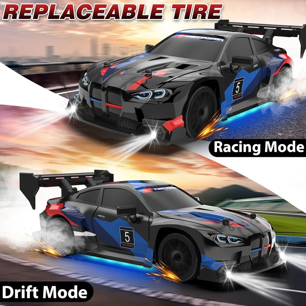 4WD RC Drift Car – High-Speed Remote Control Racing Vehicle with LED Lights and 2.4GHz Controller for Kids