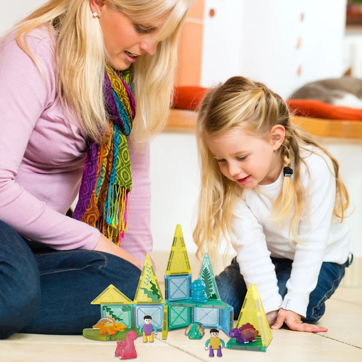 Kids Forest Dinosaur Magnetic Building Blocks Starter Set – Educational Animal Magnet Construction Toy, 29 Pieces