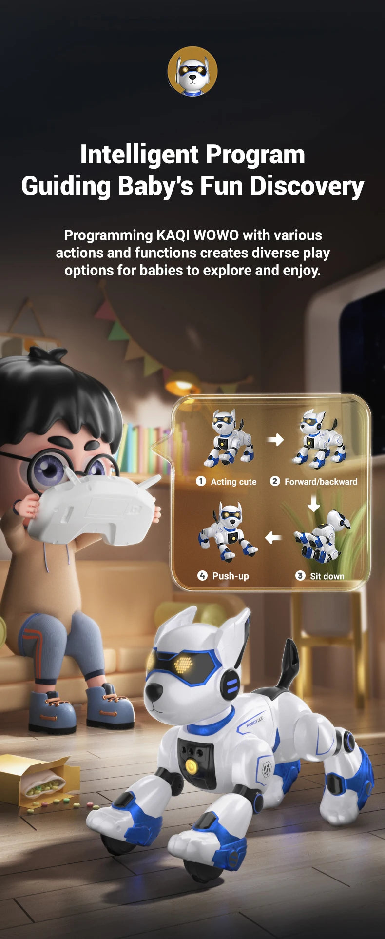 R27 Smart RC Robot Dog – Voice Interactive, Programmable Puzzle Toy for Kidss