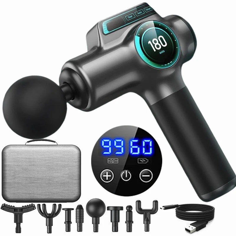 Elite 99-Level Percussion Massage Gun for Deep Muscle Therapy, Quiet Electric Body Massager for Fast Recovery and Pain Relief