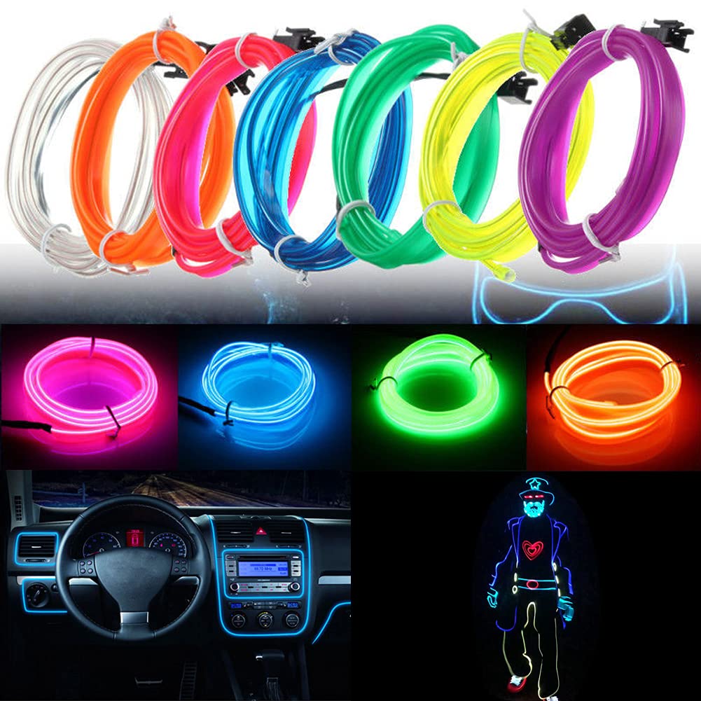 5M Car Interior LED Neon Strip Light USB – Flexible EL Wire Ambient Lighting Decorative Lamp for Auto DIY Atmosphere