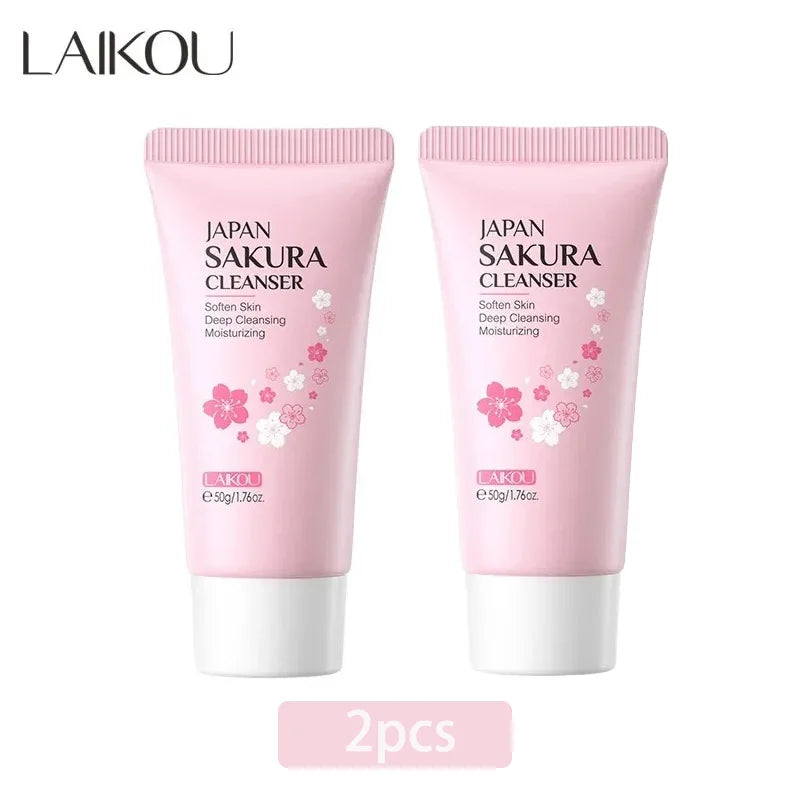 LAIKOU Sakura Cleanser Gentle Deep Cleaning Oil Control Moisturizing Shrink Pores Face Skin Care.