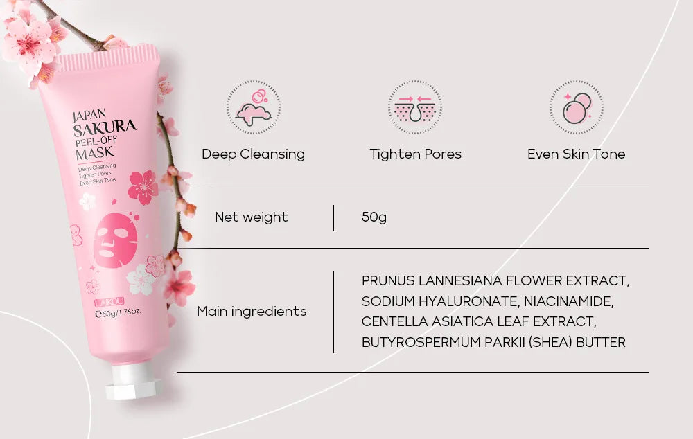 LAIKOU 24K Gold Sakura Peeling Face Mask Anti Wrinkle Whitening Blackhead Removal Facial Tear Off Mask