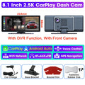 VTOPEK 8.1" 2.5K Car Dash Camera – Wireless CarPlay & Android Auto Display, GPS Navigation, WiFi DVR with Rear Camera