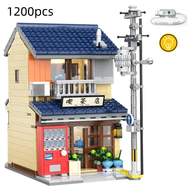 Cada LED Japanese Street View Building Blocks – Steamed Bun House & Summer Café Set