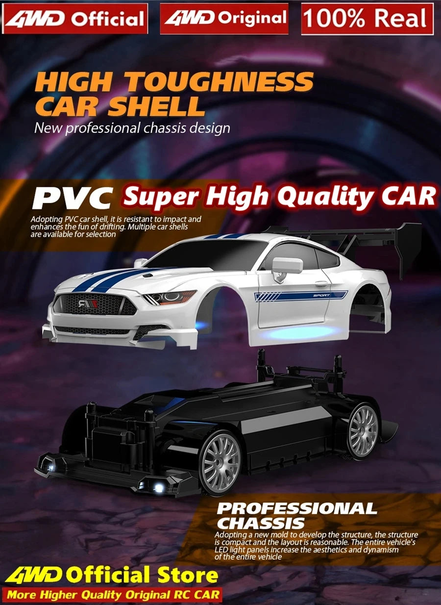 4WD RC Drift Car – High-Speed Remote Control Racing Vehicle with LED Lights and 2.4GHz Controller for Kids