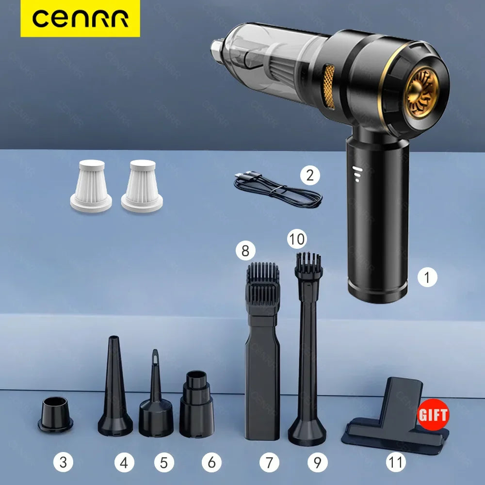 CENRR Portable Car Vacuum Cleaner – 998000PA Powerful Handheld Auto Cleaner with Dust Display Light & Strong Suction