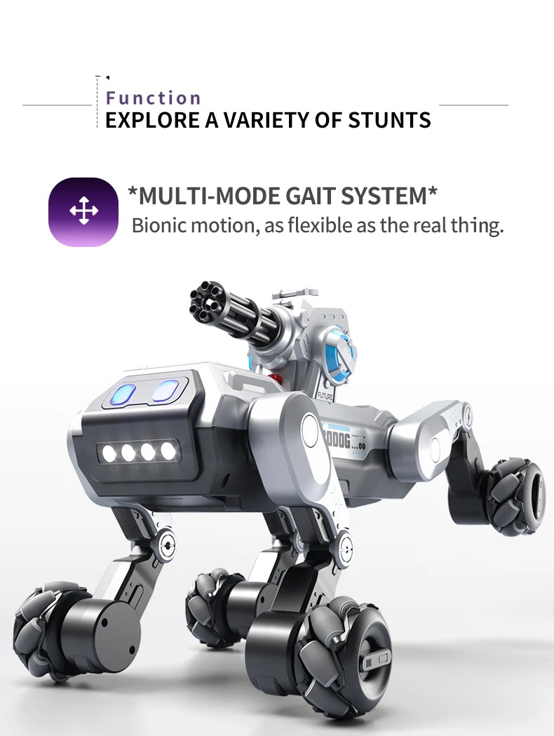 New 2.4G Remote-Control Robot Dog – Singing, Dancing, Follow Mode with 360° Rotating Cannon Toy for Kids