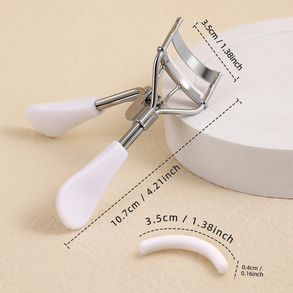 Portable Eyelash Curler with 15 Silicone Pads and Stainless Steel Eyelash Curler