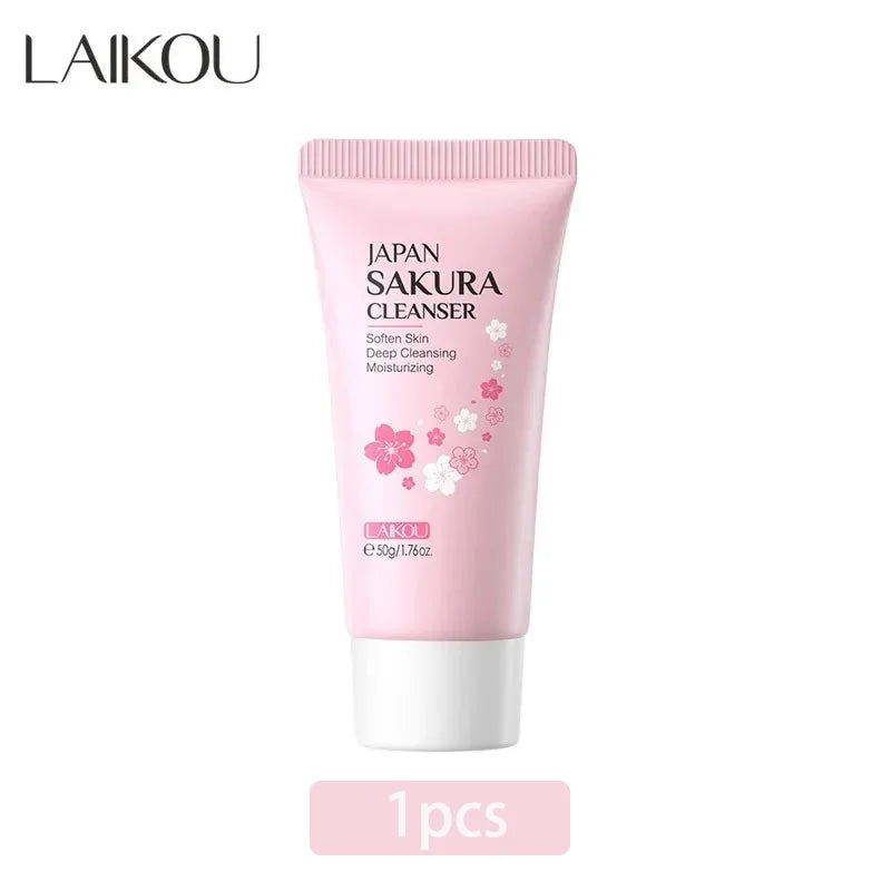 LAIKOU Sakura Cleanser Gentle Deep Cleaning Oil Control Moisturizing Shrink Pores Face Skin Care.