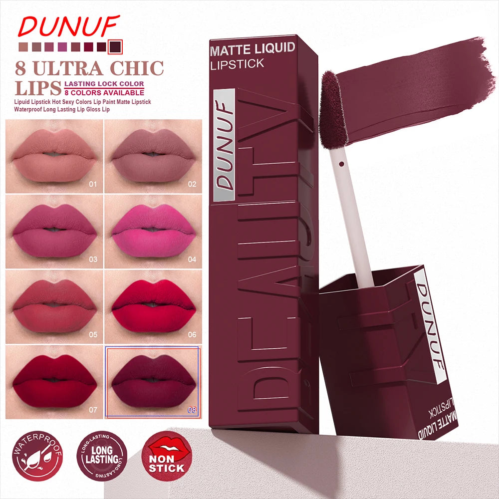 Matte velvet smooth easy-to-apply tube lip gloss waterproof.