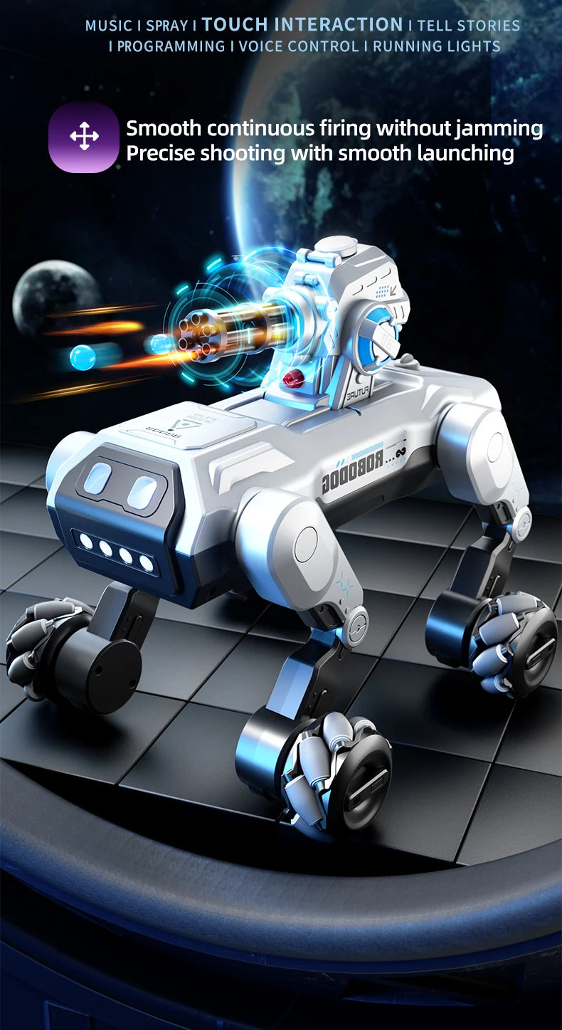 New 2.4G Remote-Control Robot Dog – Singing, Dancing, Follow Mode with 360° Rotating Cannon Toy for Kids