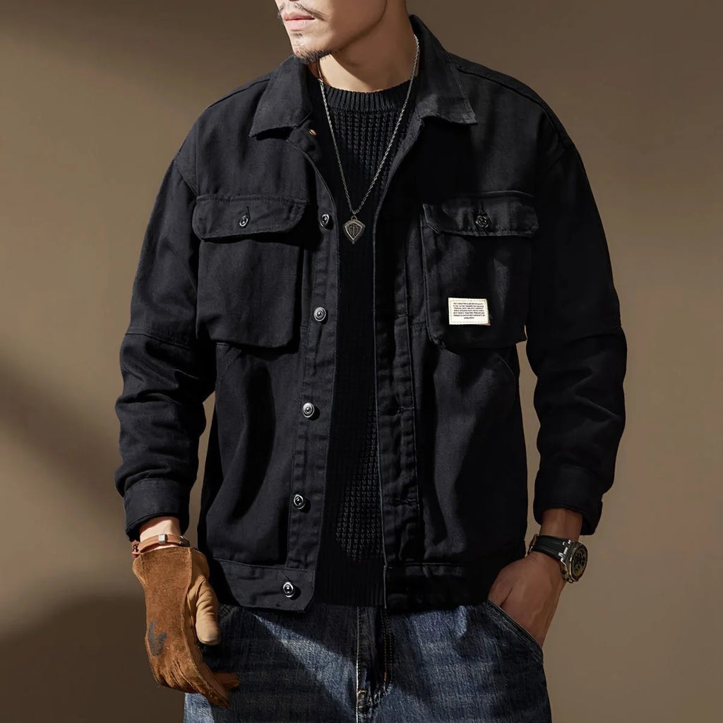 2024 Spring and Autumn Fashion Trend Solid Color Cargo Jacket Men's Casual Loose Comfortable High Quality Plus-Size Denim Coat