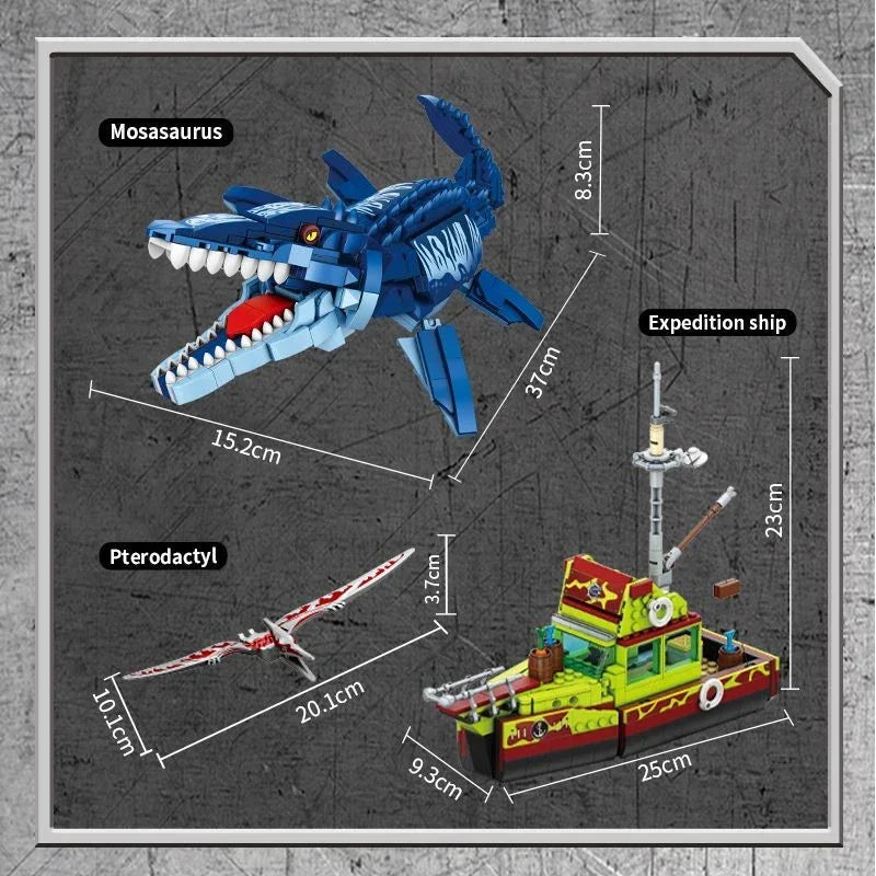 Sea Monster Attack Building Blocks – Adventure Boat and Dinosaur Construction Set Toy for Children